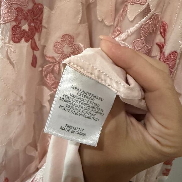 Badgley Mischka Blouson Sleeve Lace Applique Shirt Gown - Picture 5 of 6